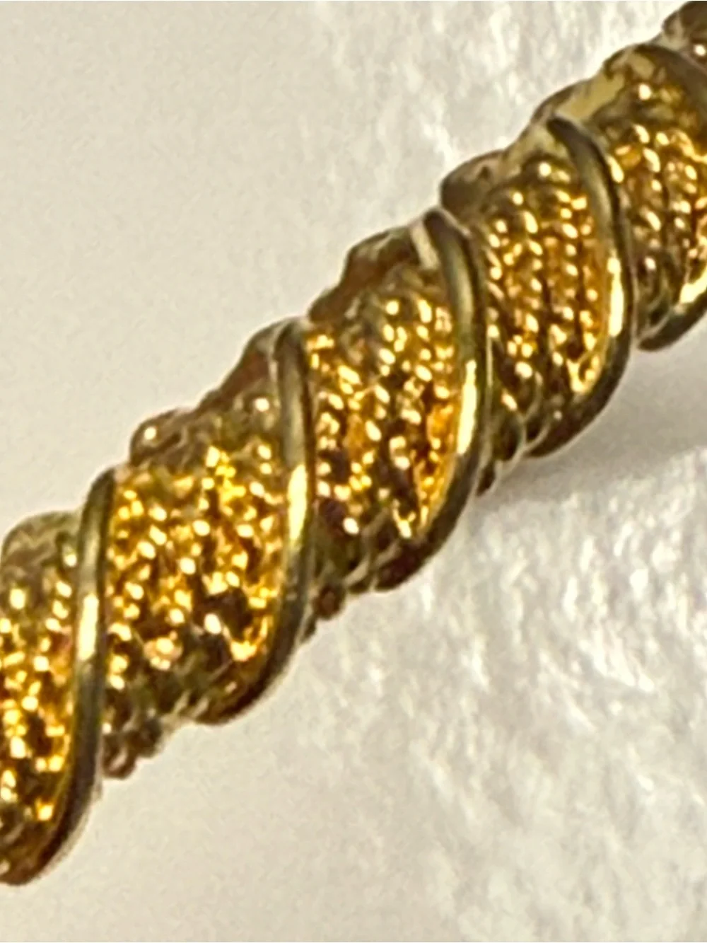 Vintage Napier Gold-Tone Textured Bangle Bracelet Intricate Rope Twisted Design